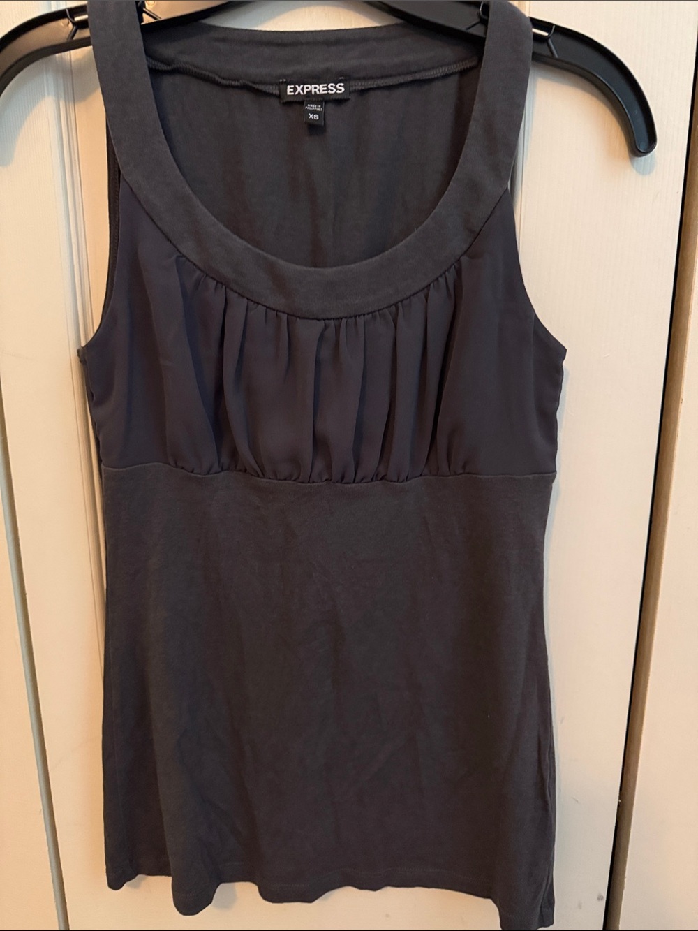 Express Scoop Neck Sleeveless Tank with Gathered Bodice